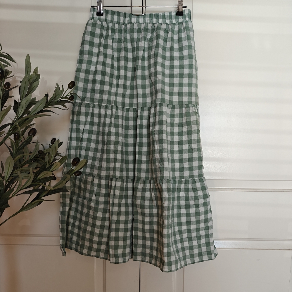 gingham maxi/midi skirt